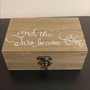 Rustic Wooden Keepsake Box with White Script